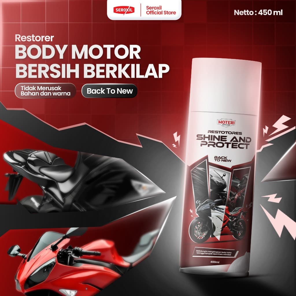 Seroxil Back To Black Restorers Motor - Shine & Protect Kilap Wet Look Tahan Lama Pelindung Body & Dashboard Motor