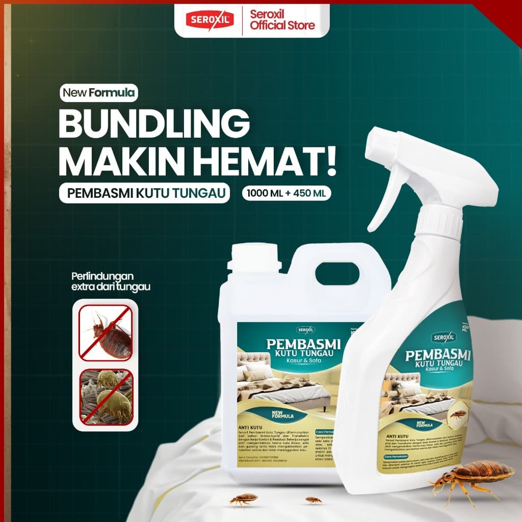 Seroxil Pembasmi Kutu Busuk Tungau Tumila Kasur Sofa Paket 1 Liter + 470ml